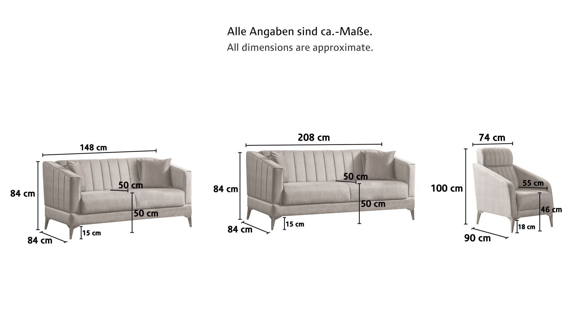 LOFT Polstergarnitur mit Bett Funktion & Bettkasten