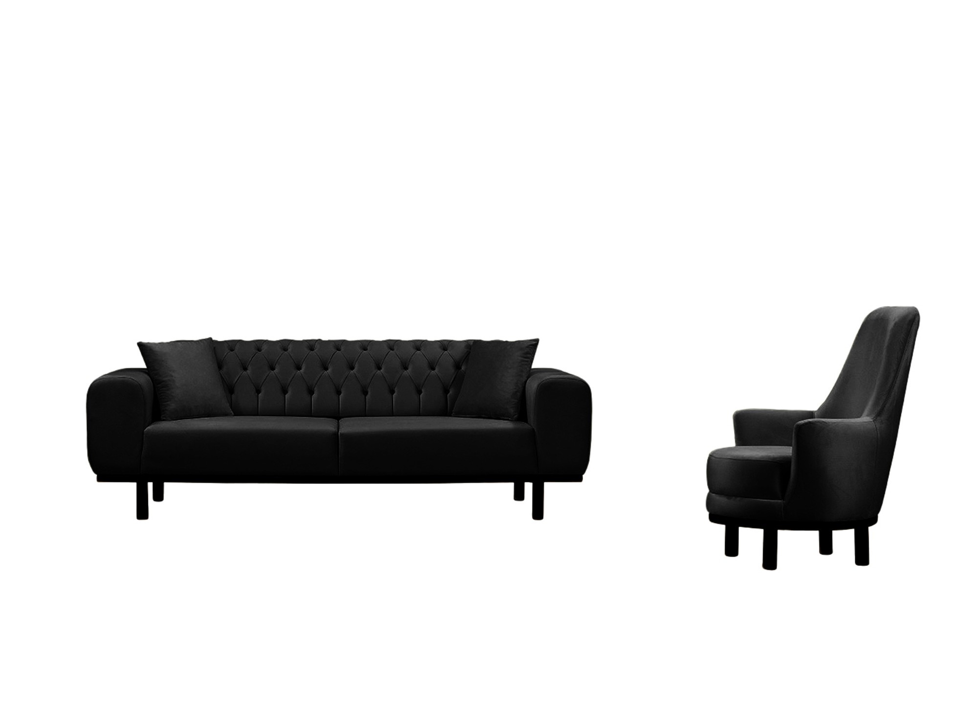 Couchgarnitur Star Spar-Set in Samtstoff und Massiv Holz Füße image