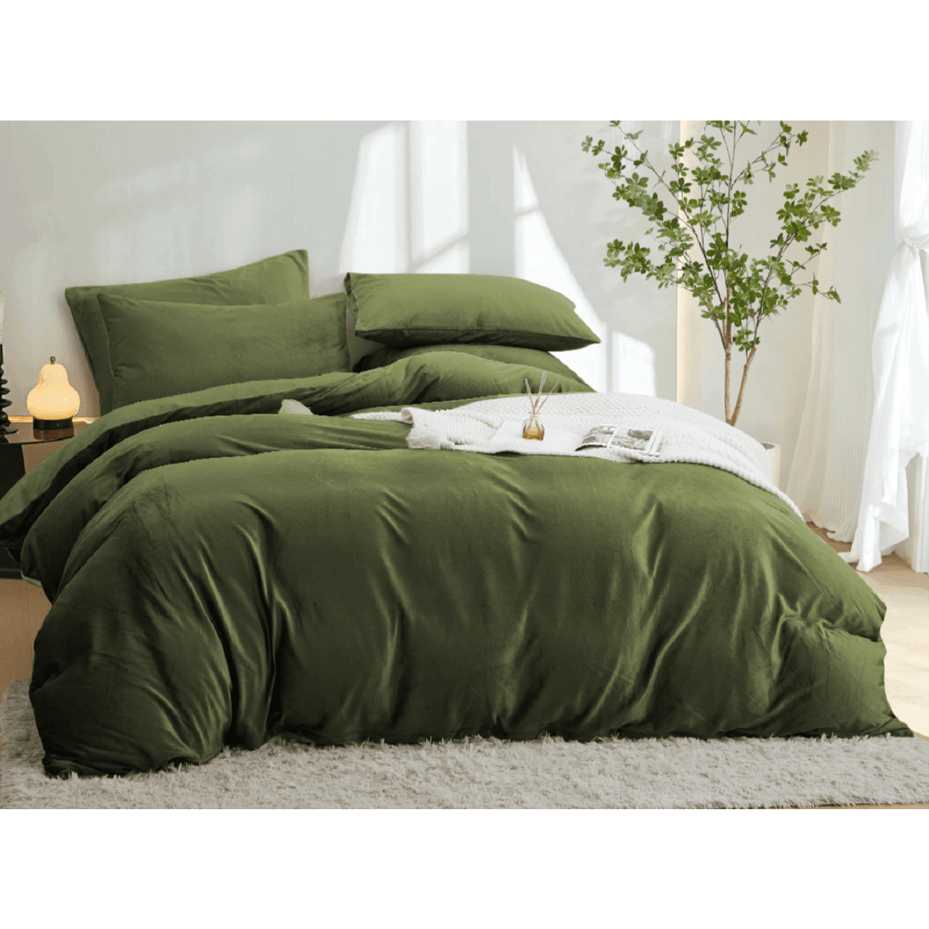 Flauschig Bettwäsche Winter Plüsch Flanell Fleece Wendebettwäsche Set Warme Biber Bettbezug mit Reißverschluss und Kissenbezug 80x80cm
