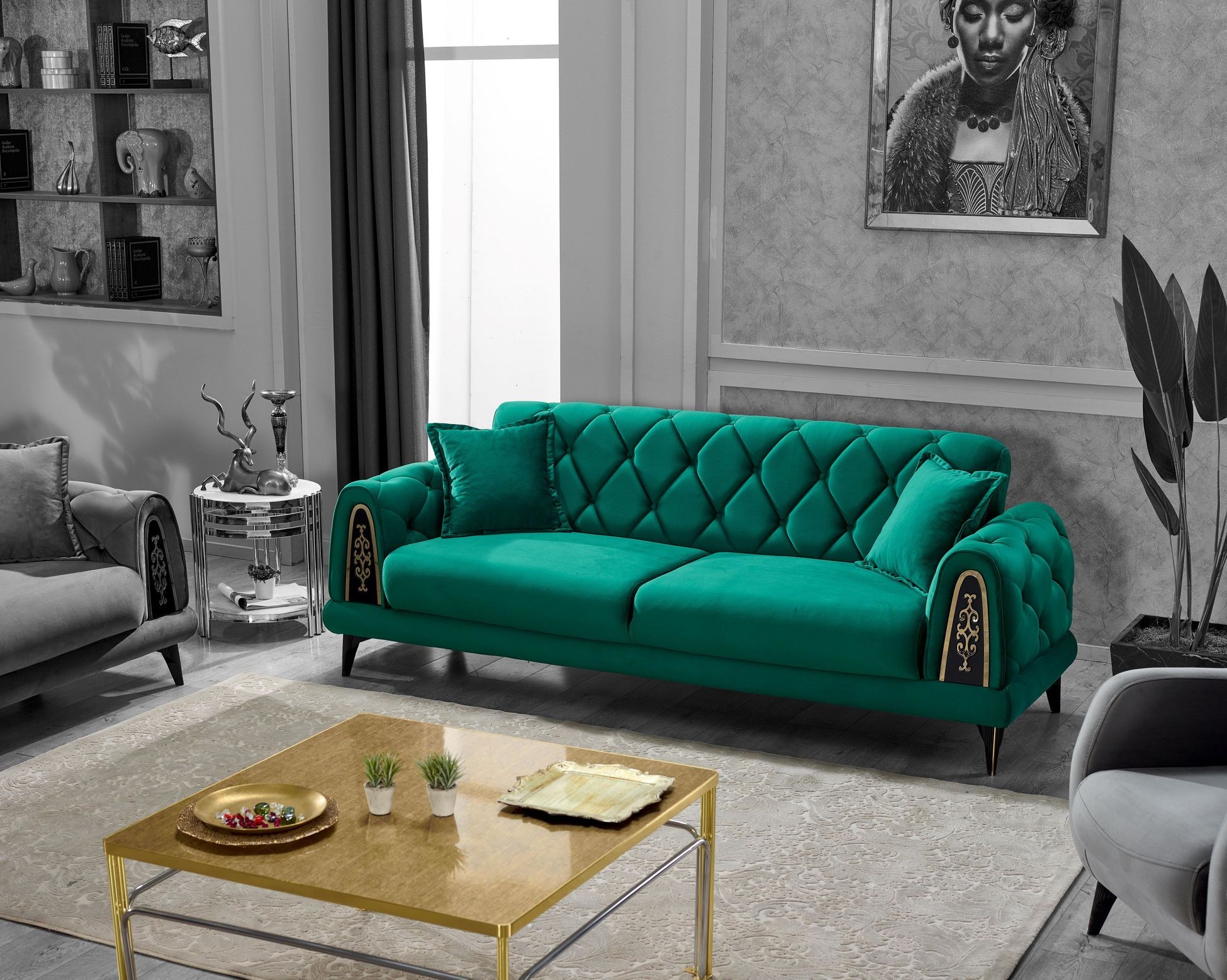 PAMEN, 3 Sitzer mit Bettfunktion, Couchgarnitur Polstergarnitur