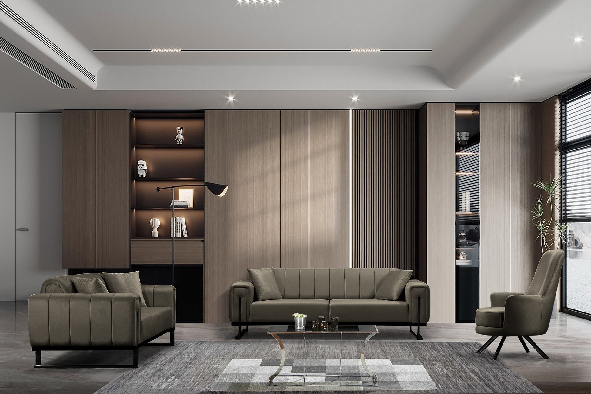 Elegance Couchgarnitur Spar Set in 6 versch. Farben und 3 Kufen-Farben