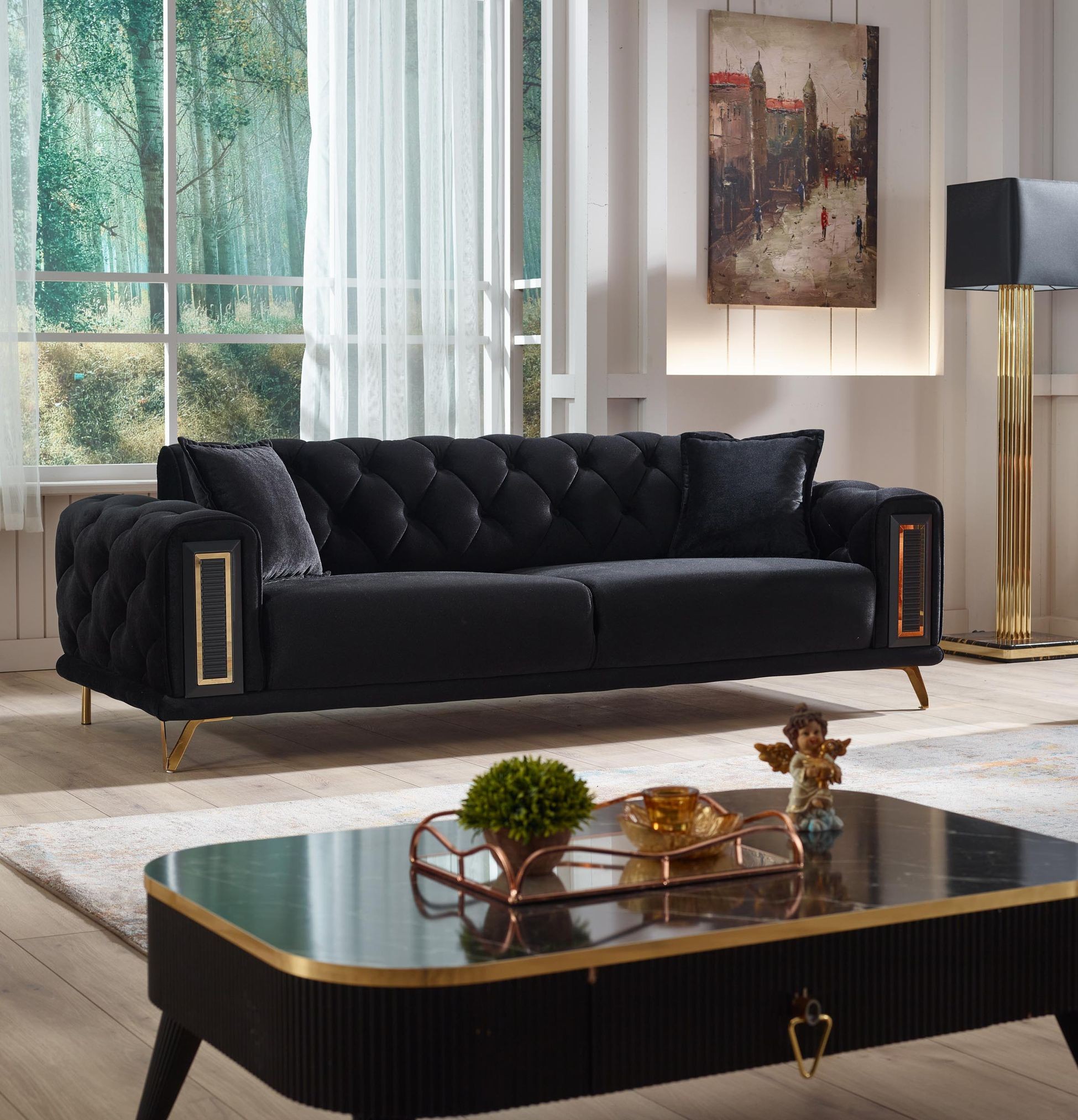 Couchgarnitur Polstergarnitur Diamond 3 Sitzer mit Bettfunktion