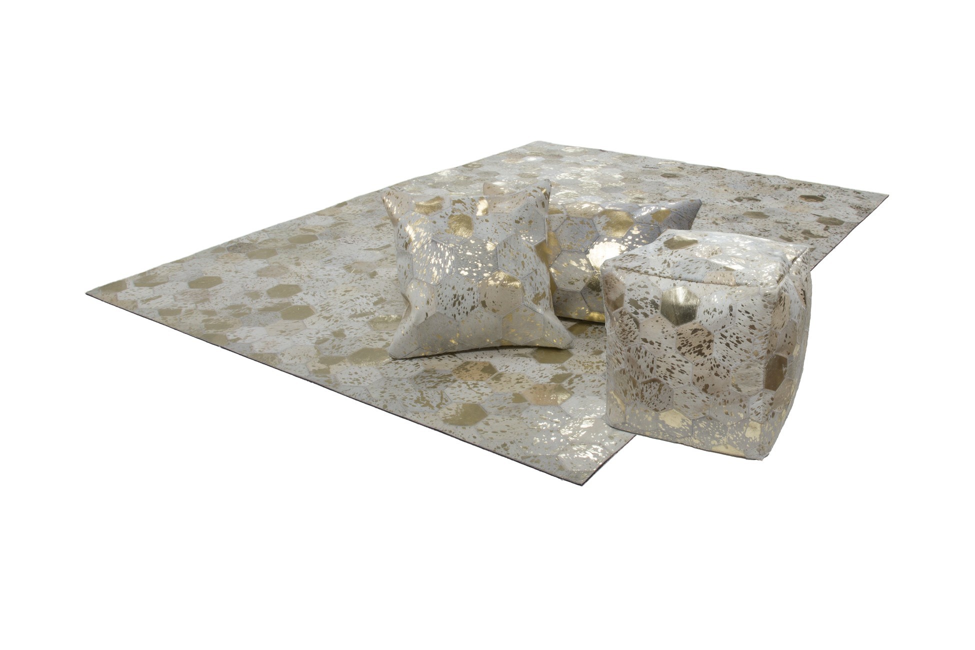 Spark Pouf 210 Elfenbein / Gold 45cm x 45cm