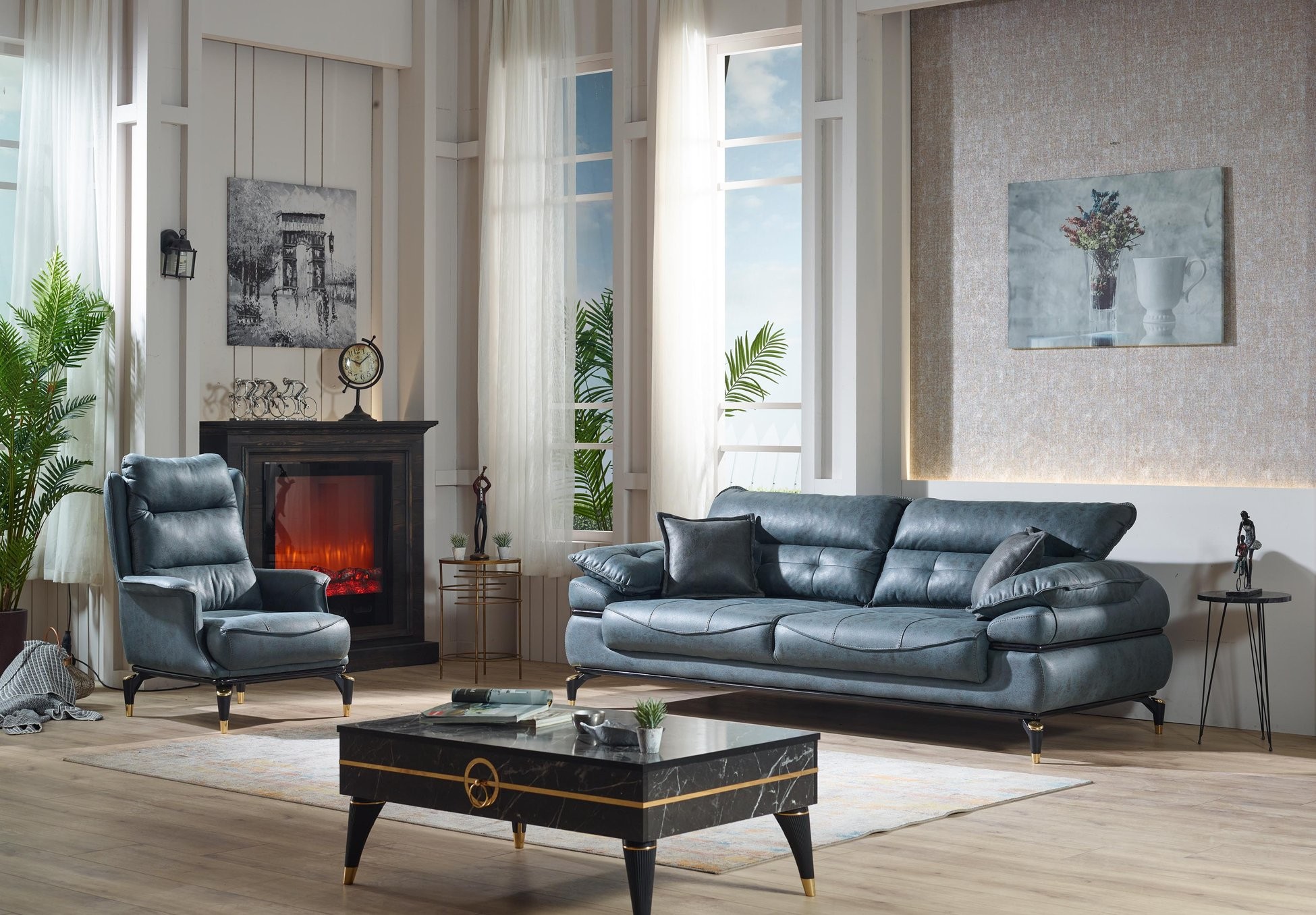 Couchgarnitur Polstergarnitur HAVANA 3 Sitzer mit Bettfunktion