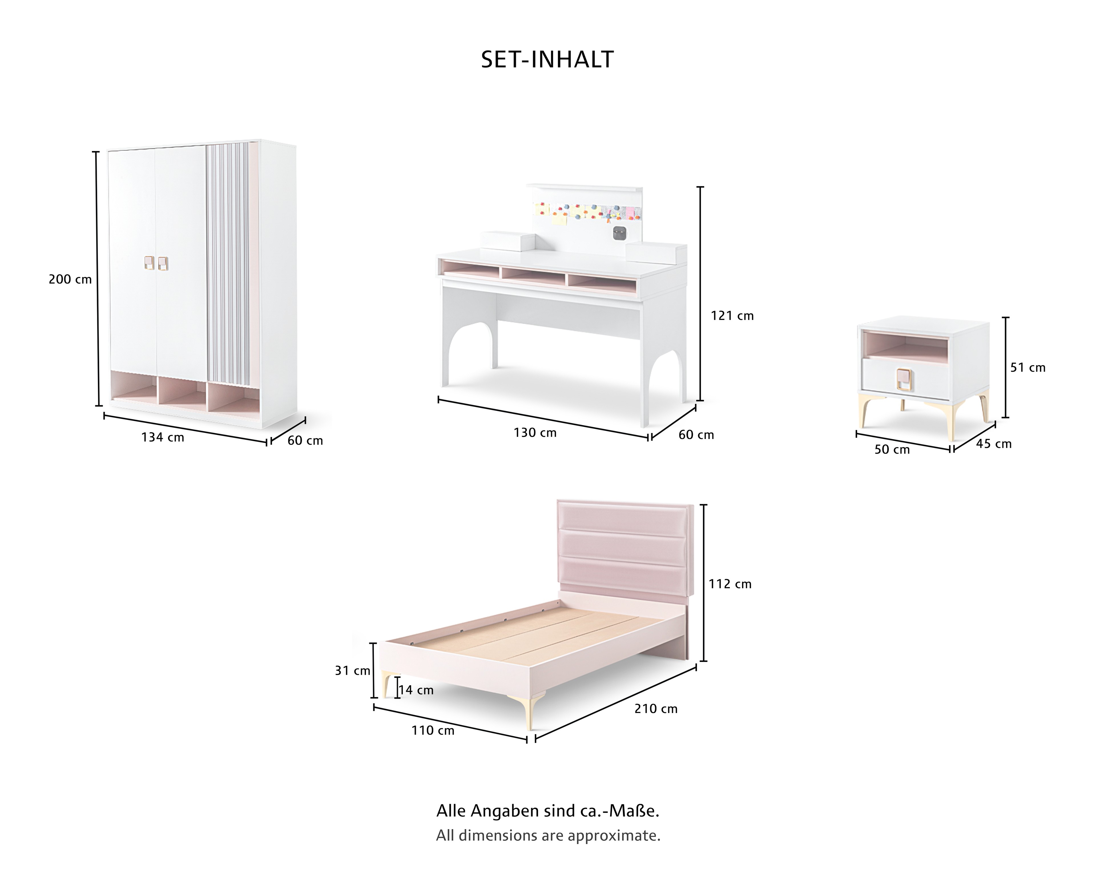 Rosa Kinderzimmer Spar-Set 4-tlg