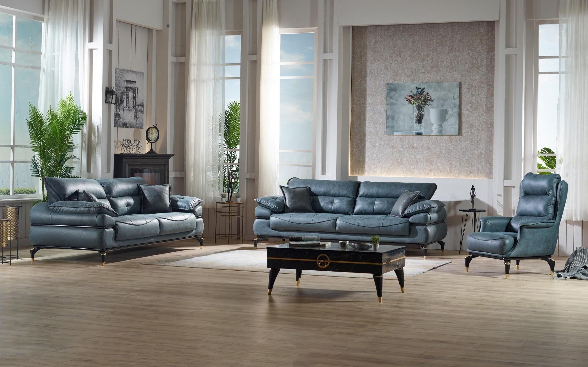 Couchgarnitur Polstergarnitur HAVANA 3 Sitzer mit Bettfunktion