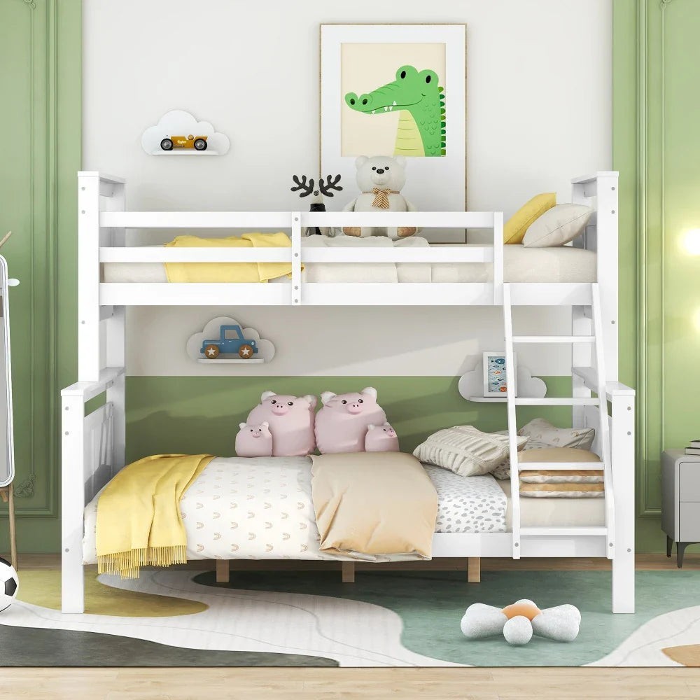 Etagenbett mit Leiter und Sicherheitsgeländer, umbaubar in 2 getrennte Betten, Holzbett für Kinder, Jugendliche und Erwachsene main variant image