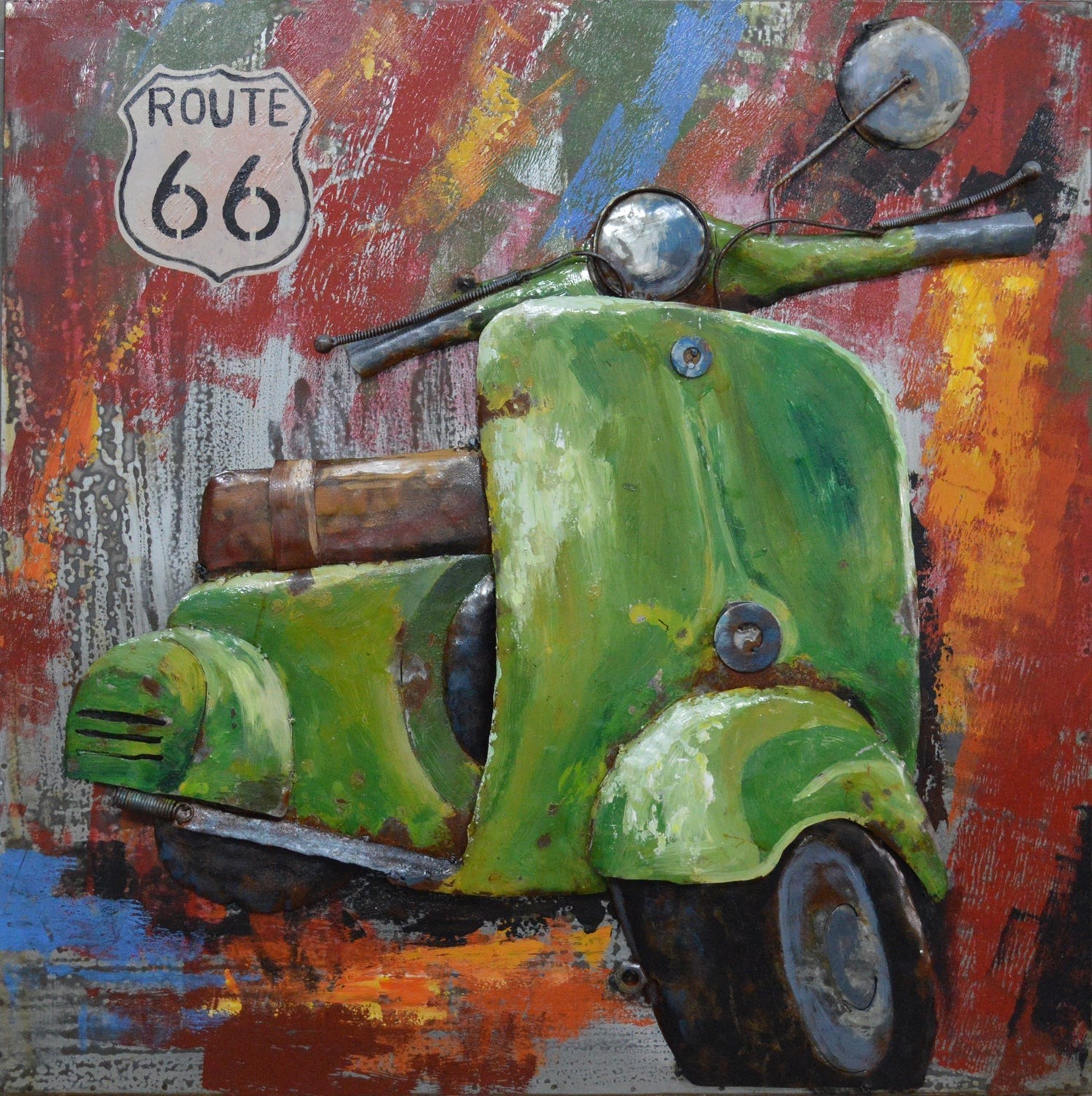 Metall Wandbild Motorroller 80cm x 80cm image