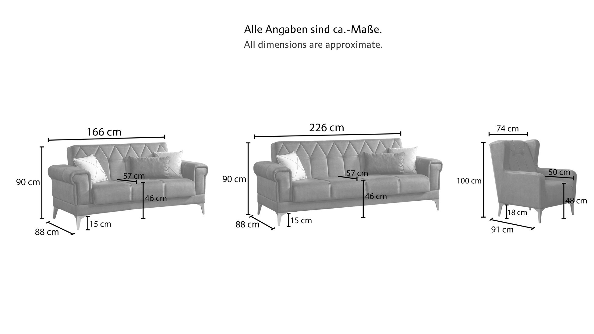 AVON Polstergarnitur mit Bett Funktion & Bettkasten