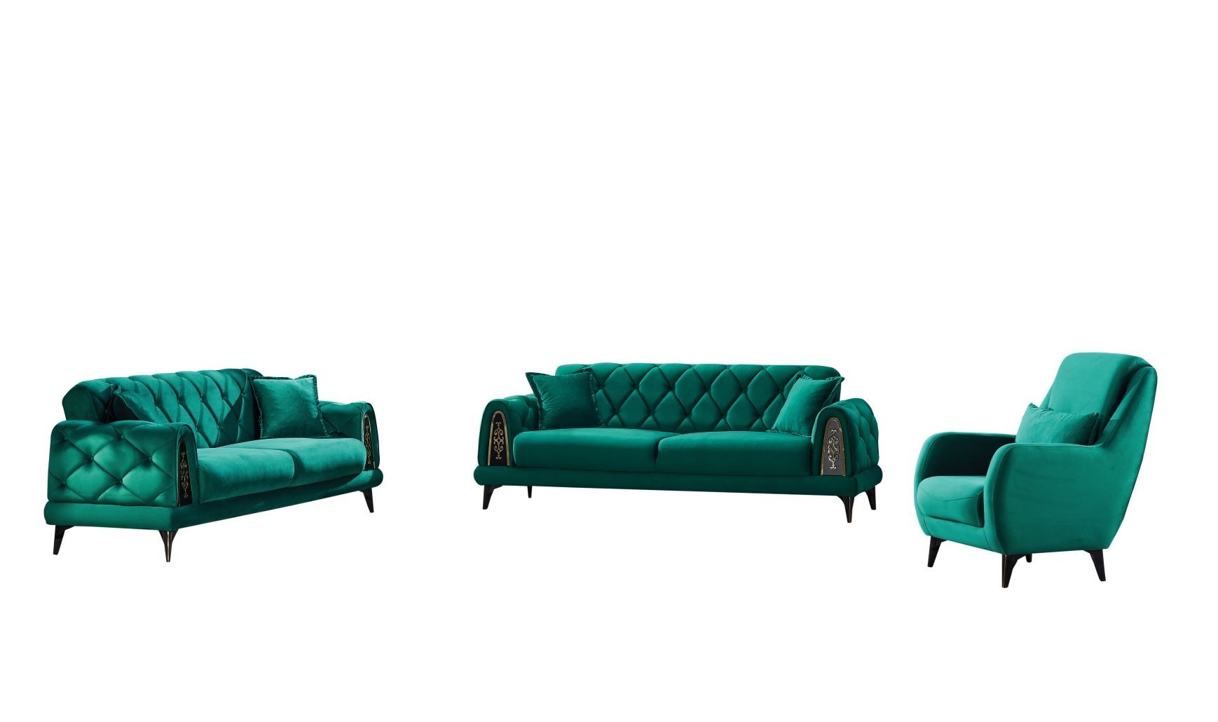 PAMEN, 3 Sitzer mit Bettfunktion, Couchgarnitur Polstergarnitur