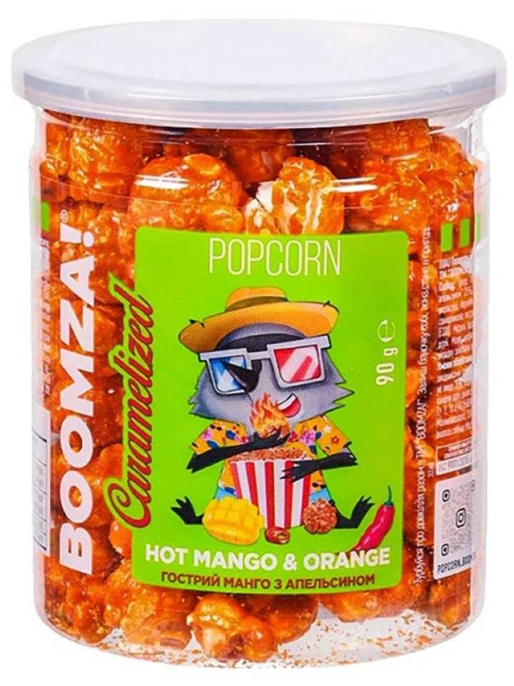 Karamelliserad popcorn med smak av het mango och apelsin 90g ✖ 12