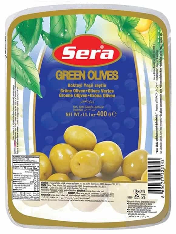 Green Cocktail Olives Vacuum-Packed 400g