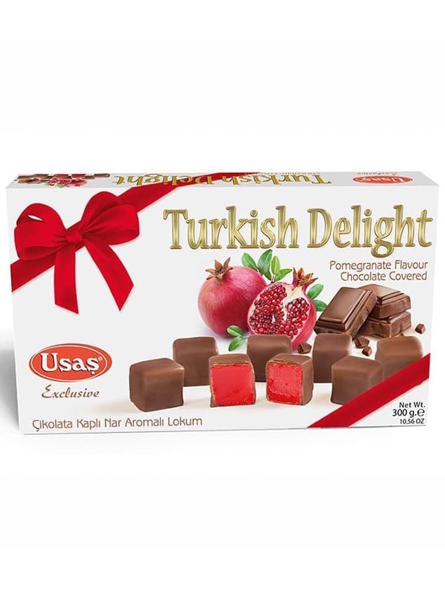 Turkisk Delight - Chokladöverdragen Granatäppelsmaksatt 300g ✖ 12