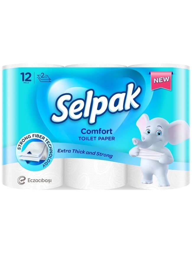 Selpak Comfort Dubbelskikt Toalettpapper 12 Rullar ✖ 4