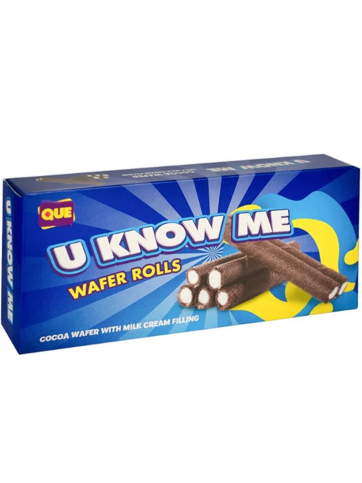 U KNOW ME - Kakao- och Mjölkkräm Rulla Wafer 100g ✖ 22