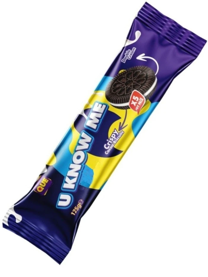 U KNOW ME - Cocoa Sandwich Biscuits with Vanilla Cream 125g