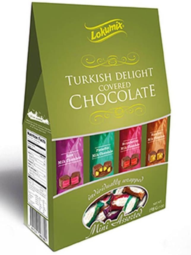 Turkisk Delight - Hasselnöt och Fruktsmaksatt med Choklad 198g ✖ 12