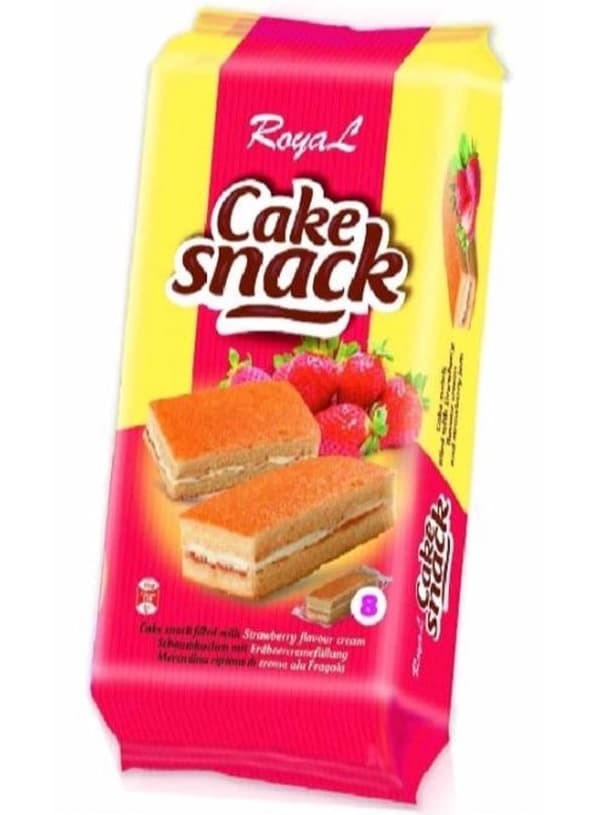 Royal Cake Snack - Jordgubbskrämfylld (8-pack) 200g ✖ 12