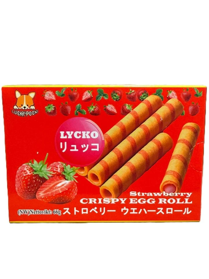 Lucky Strawberry Snack Rolls 66g