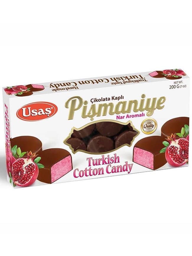 Pismaniye (Turkisk Sockervadd) - Granatäppelsmak & Chokladöverdragen 200g ✖ 12