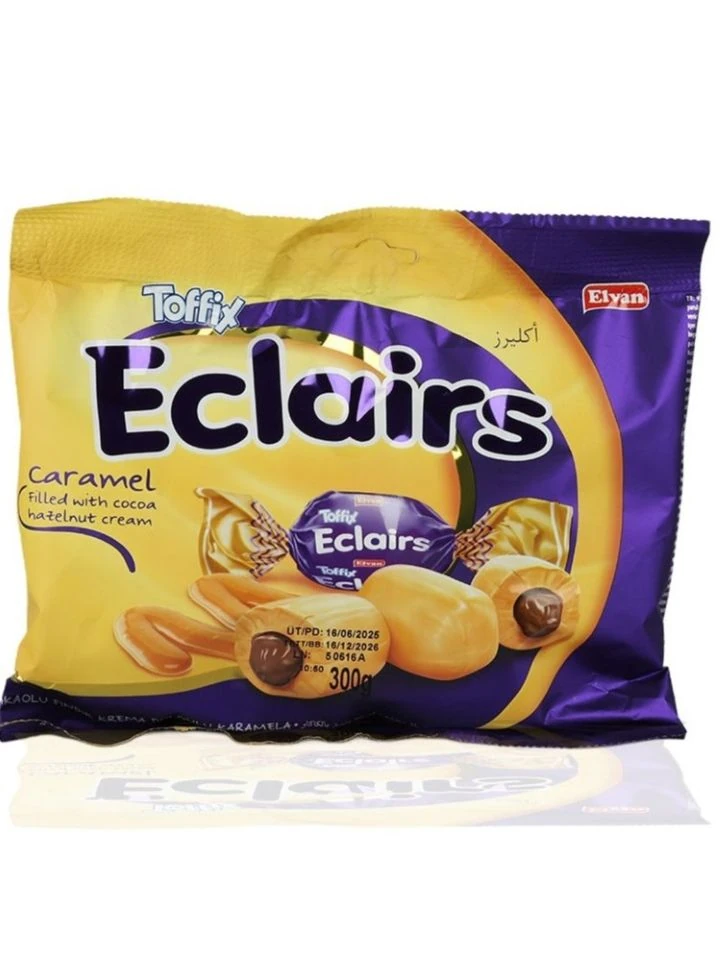 Toffix Eclairs - Karamellfylld Godis med kakao- och hasselnötskräm 300g _(1 pk/12)