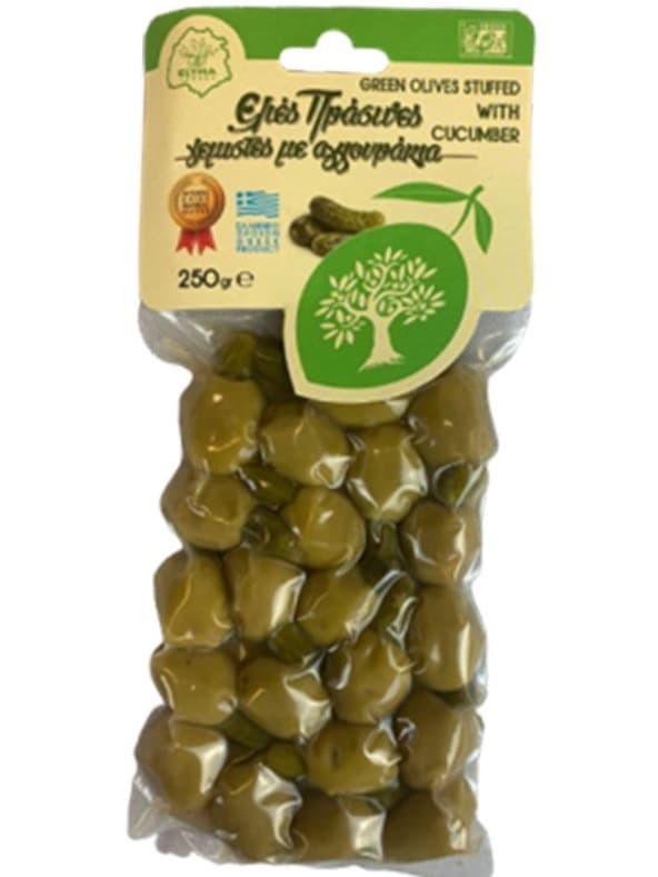 Naturliga Gröna Oliver fyllda med gurka 250g ✖ 12