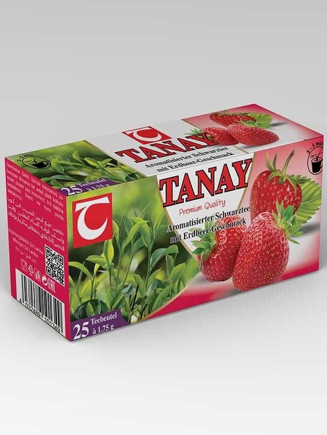 Tanay - Jordgubbssmaksatt Svart Te (25 tepåsar) ✖ 24