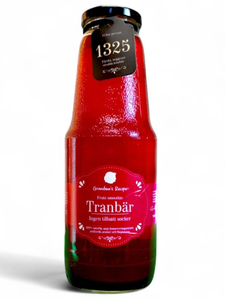 100% Färsk Pressad Tranbärs Frukt Smoothie 1L ✖ 6