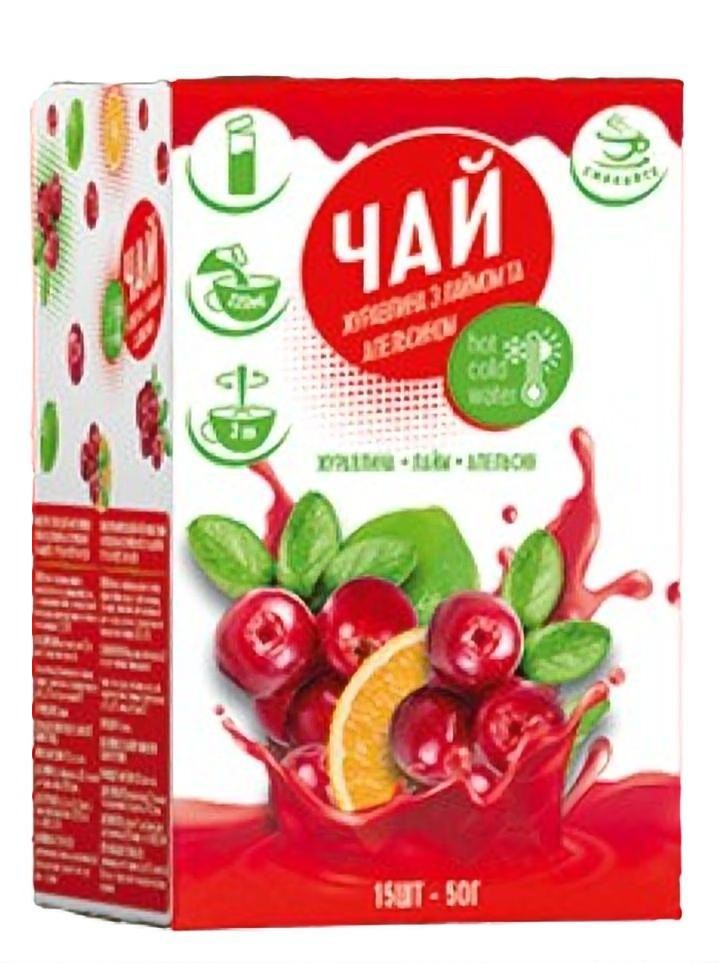 Flytande te koncentrat (Tranbär med lime och apelsin) 50g ✖ 12
