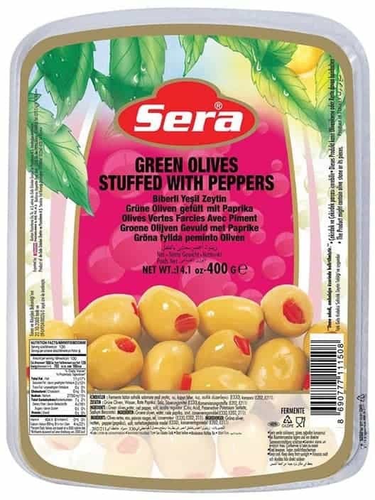 Gröna Oliver med Paprika Vakuumförpackade 400g ✖ 24