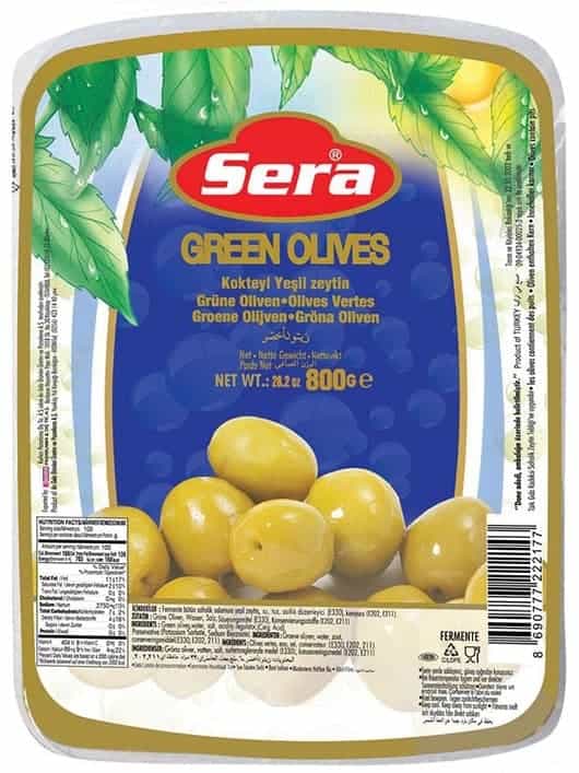 Green Cocktail Olives Vacuum-Packed 800g