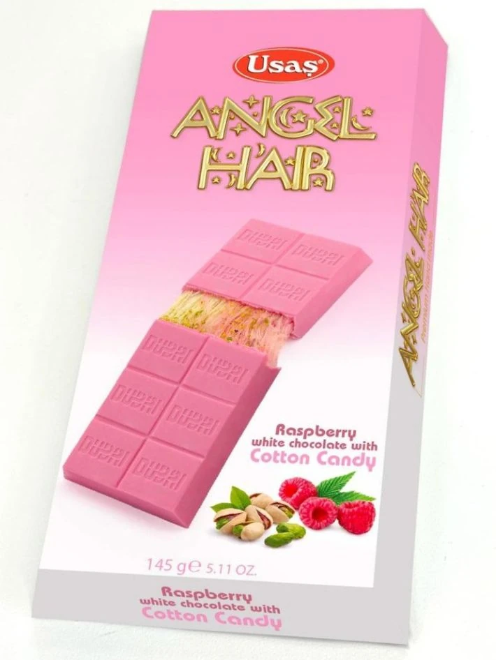 Angel Hair Vit Choklad med Pistage & Sockervadd fyllning 140g _(1 pk/24)