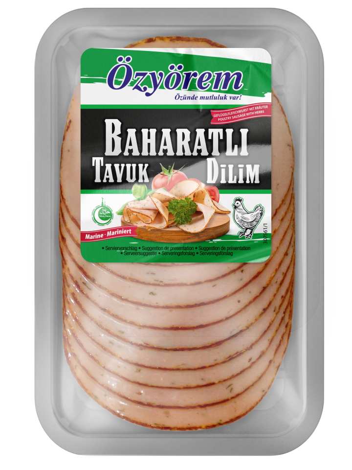 Kryddiga kyckling salami skivor 150g _(1 pk/10)