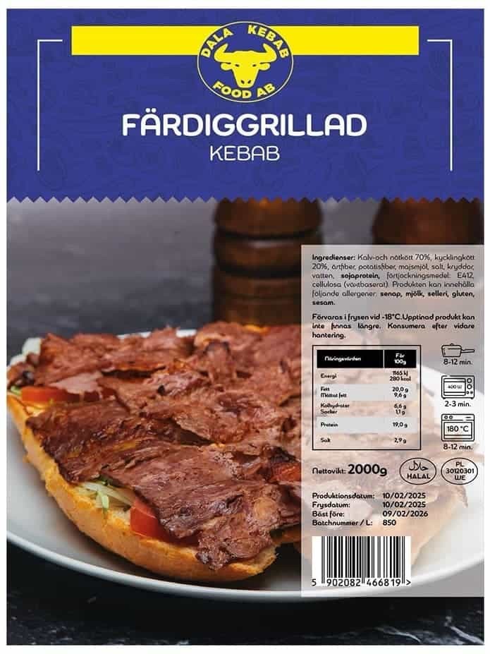 Nöt Kebab (Färdiggrillad) 2kg ✖ 4