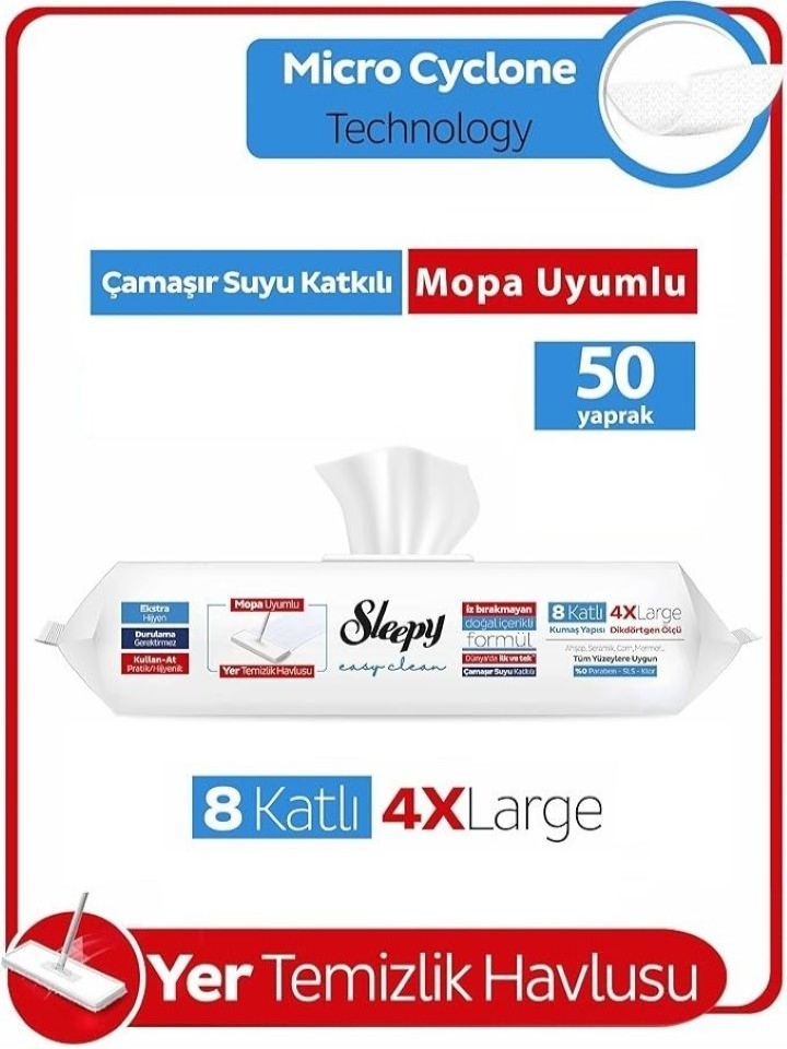 Easy Clean Mopp-kompatibla Golvservetter (Blekmedel) 50 st ✖ 4