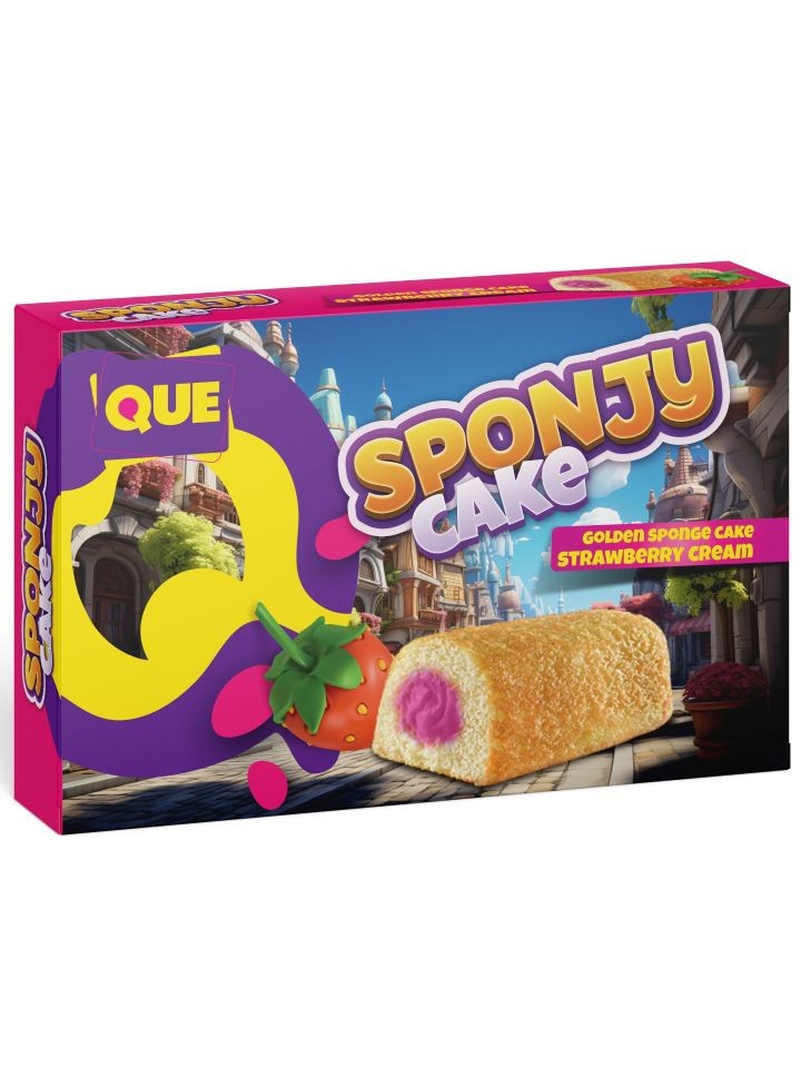 SPONJY - Jordgubbskräm Sockerkaka 200g ✖ 18