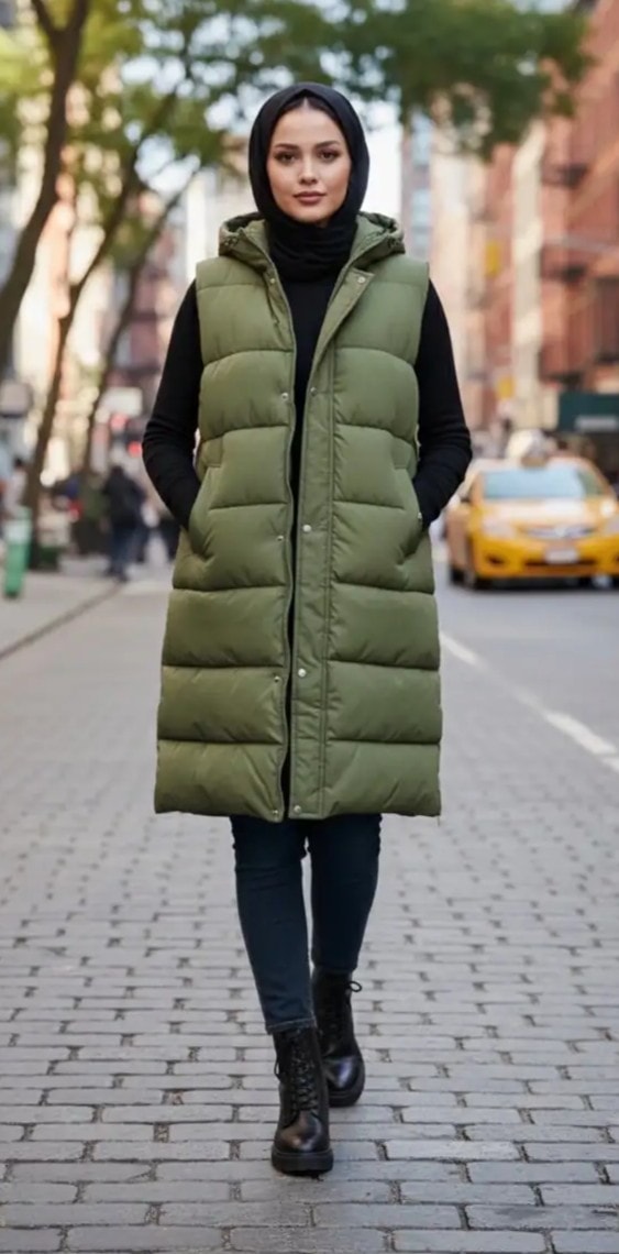 GEWATTEERDE BODYWARMER - Groen