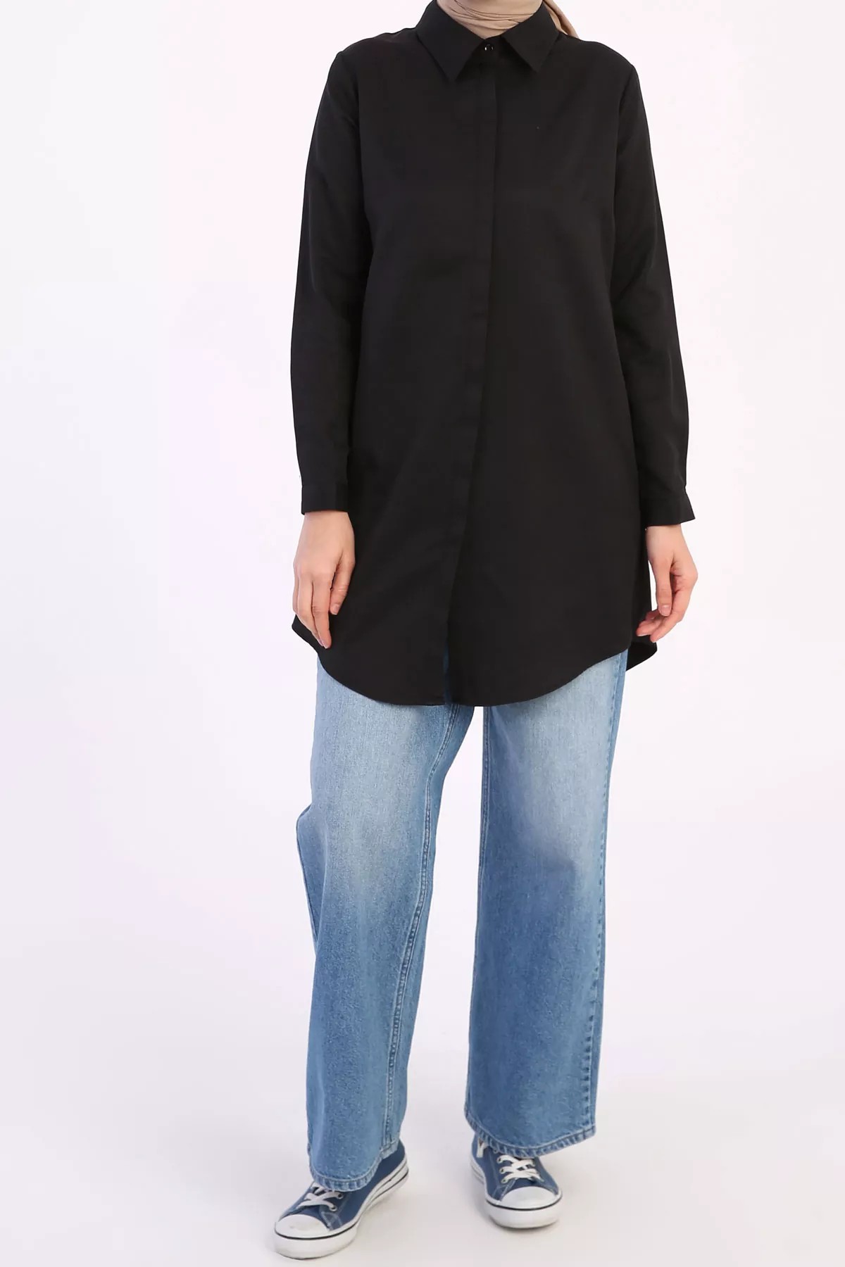 basic blouse - Zwart