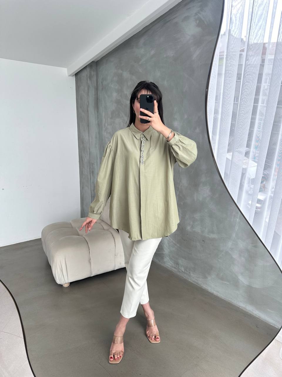 POPLIN BLOUSE - Mint