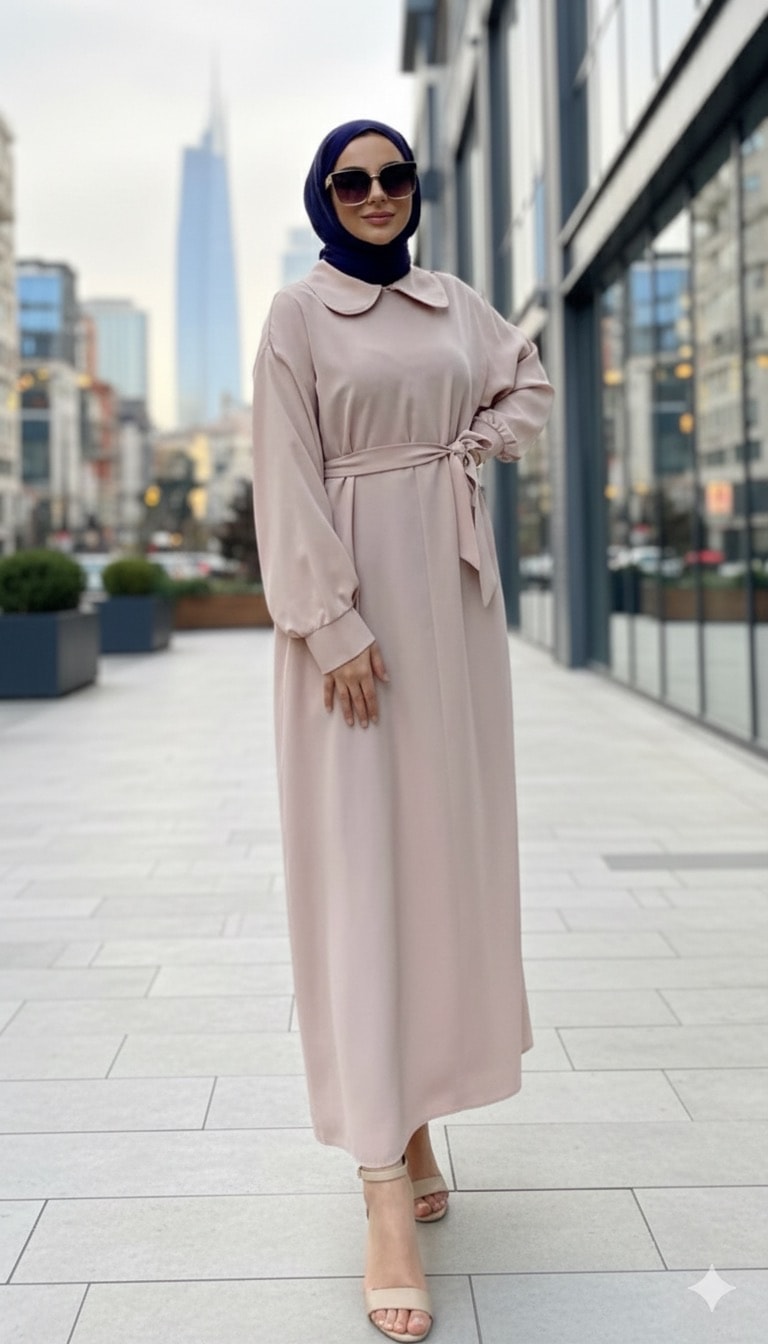 BEBE YAKA ELBISE - Beige