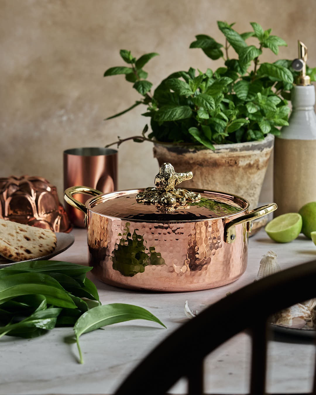 Artisanal Collection Copper Casserole with decorated lid - 14cm