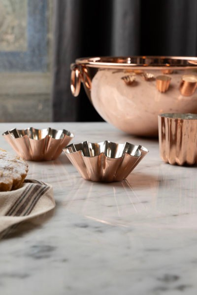 French inspired mini copper tartlet moulds (set of 4)