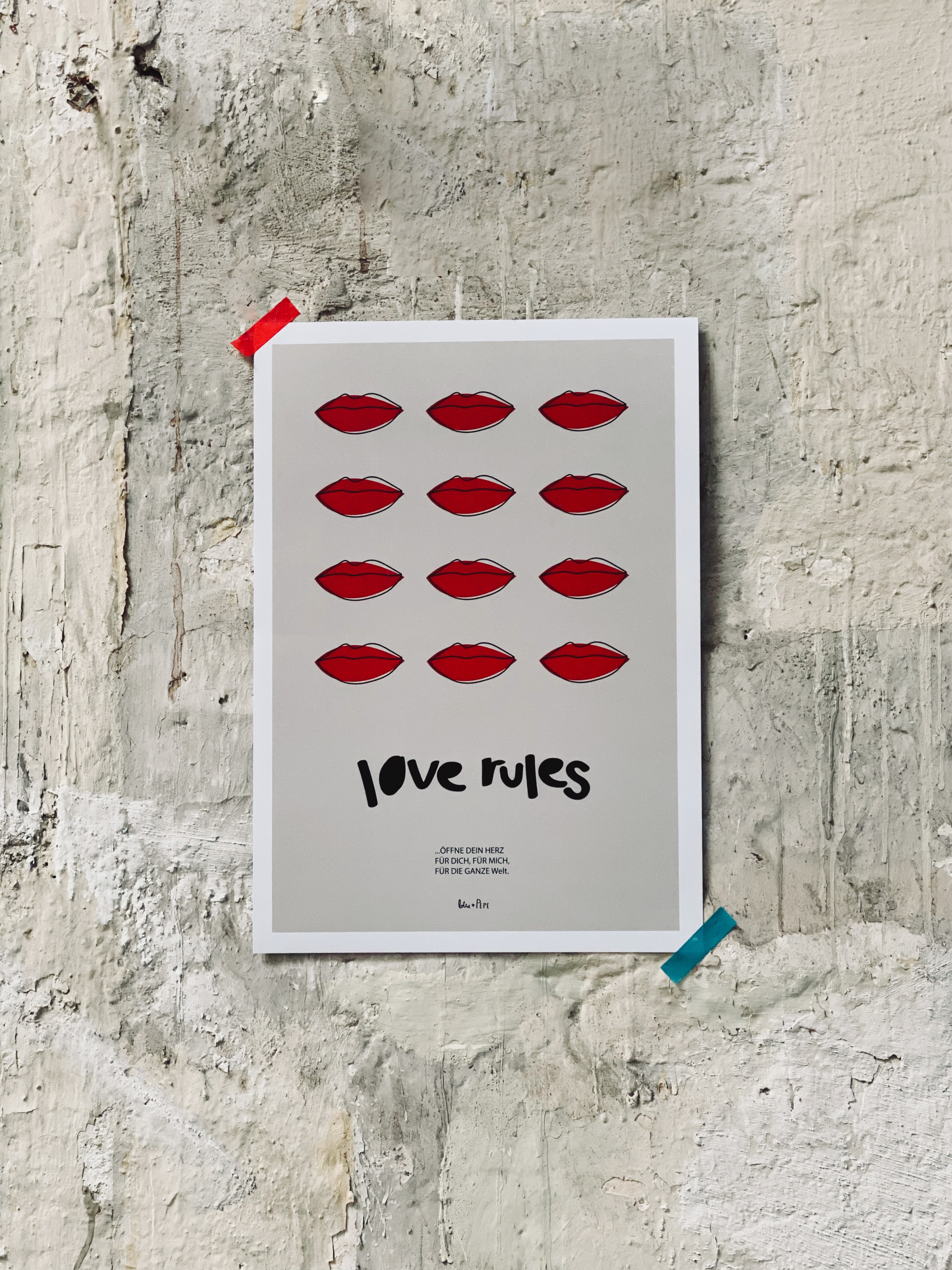 POSTER LOVE RULES ALLOVER A3