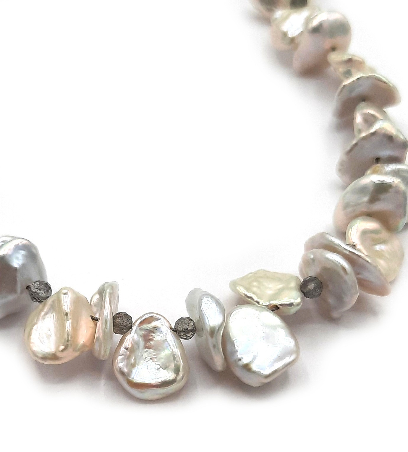 Keshi Perlen Labradorith Kette