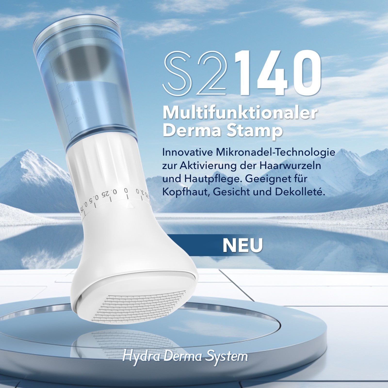 Derma Stamp Dermapen Microneedling Mesoroller 140 Edelstall Nadeln mit Serumtank