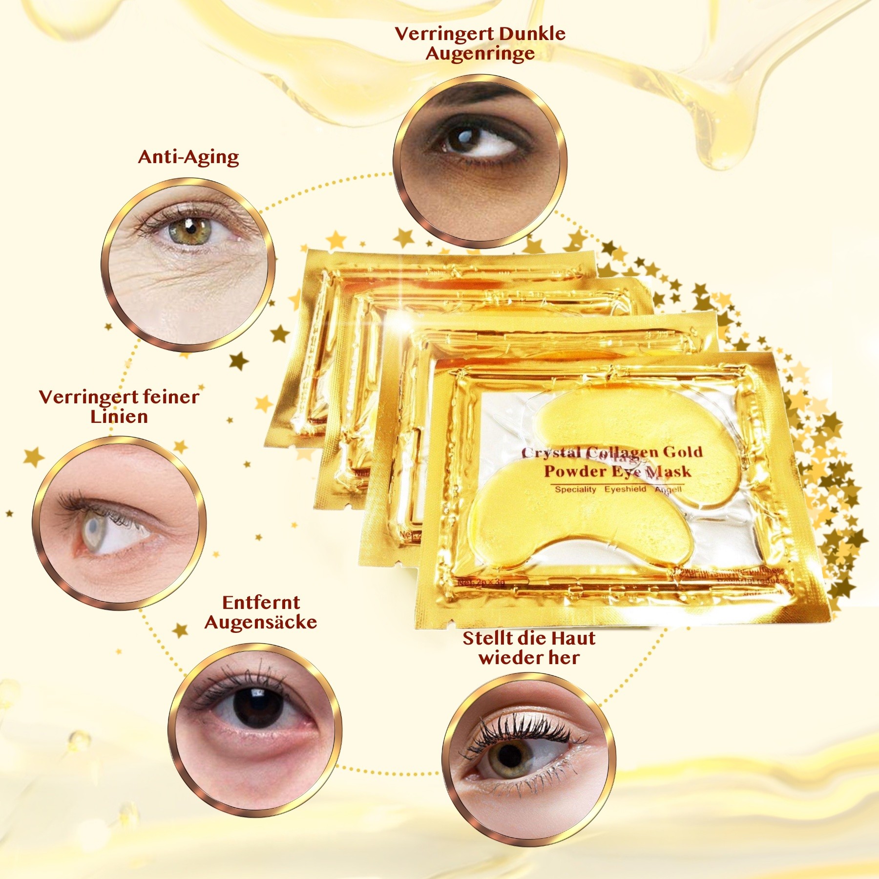 Crystal Biocollagen Gold Gel Augenpads