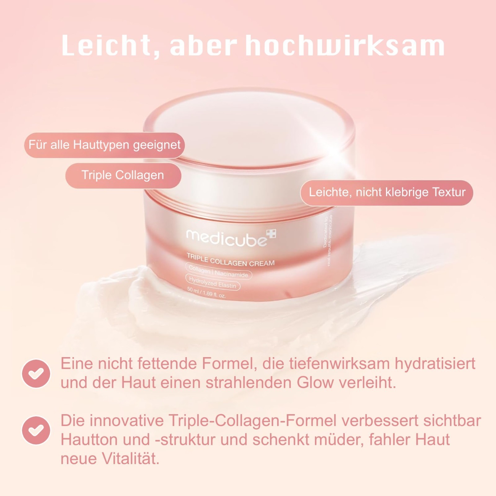 Medicube Triple Collagen Cream Anti Falten Gesichtscreme Feuchtigkeitscreme 50ml