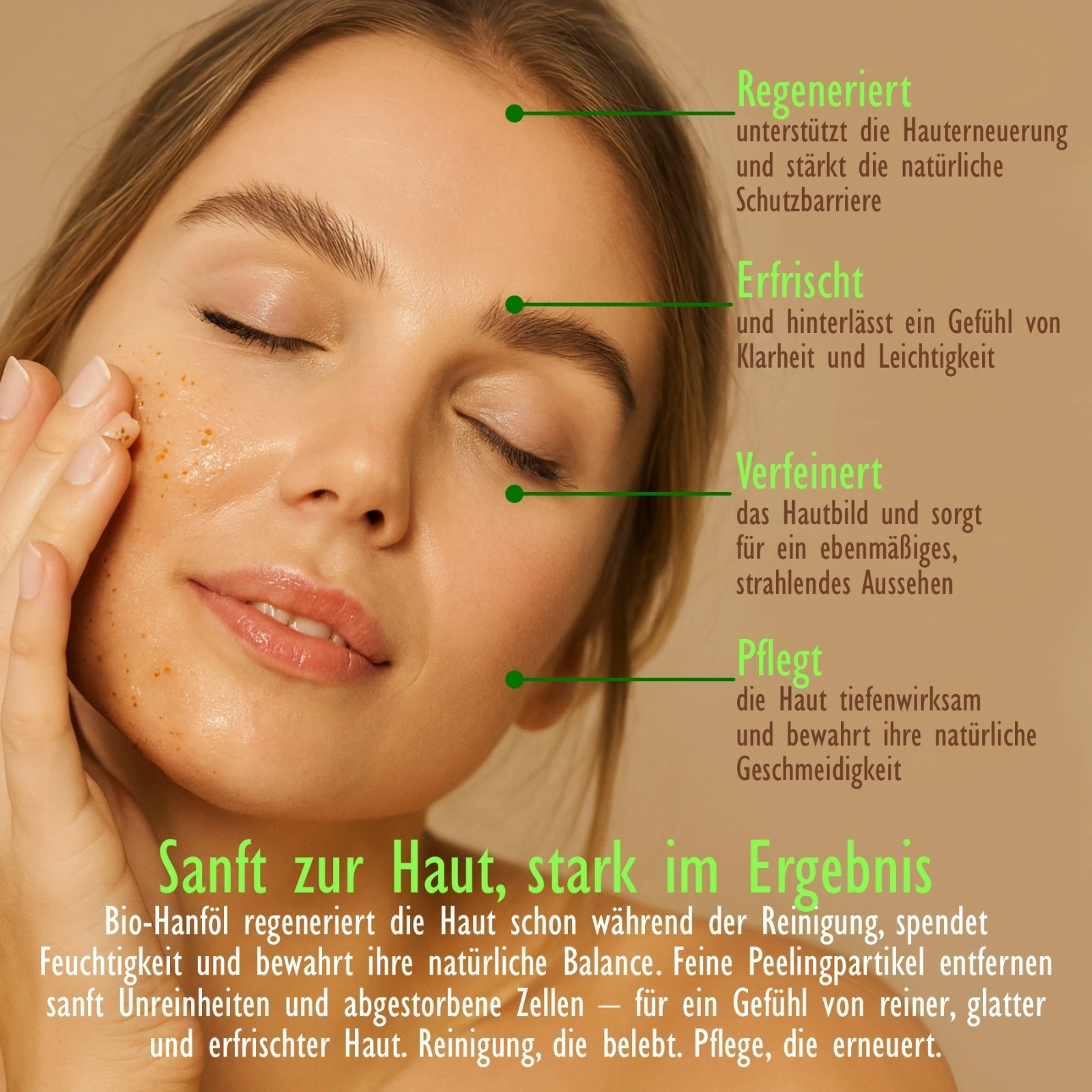 Gesichtspeeling Gesichtsreinigung Gesichtspflege Bio Vegan Hanföl Hello Nature 125ml