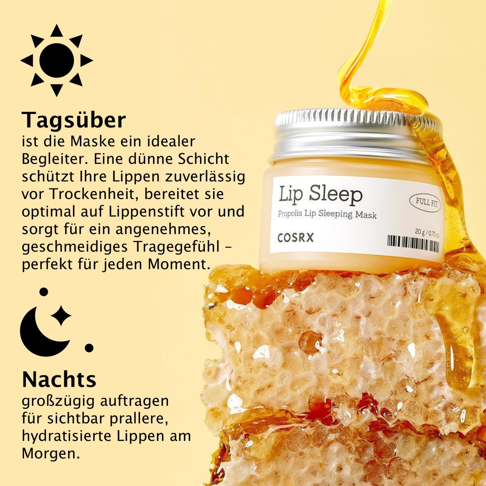 COSRX Lip Sleep Propolis Sleeping Mask Lippenflege Lippenmaske gepflegte Lippen