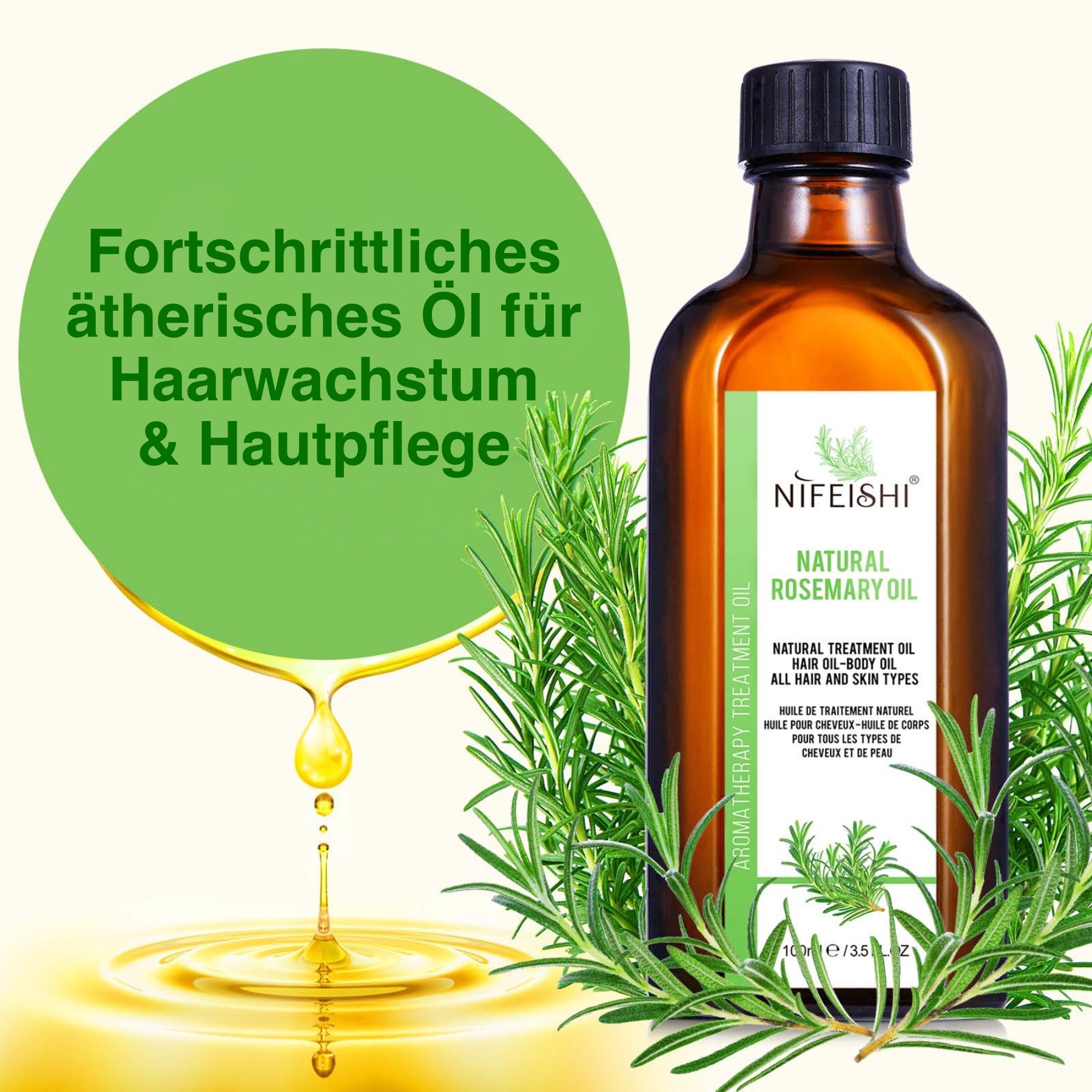 Ätherisches Rosmarinöl für Haarpflege, Augenbrauen und Wimpern 